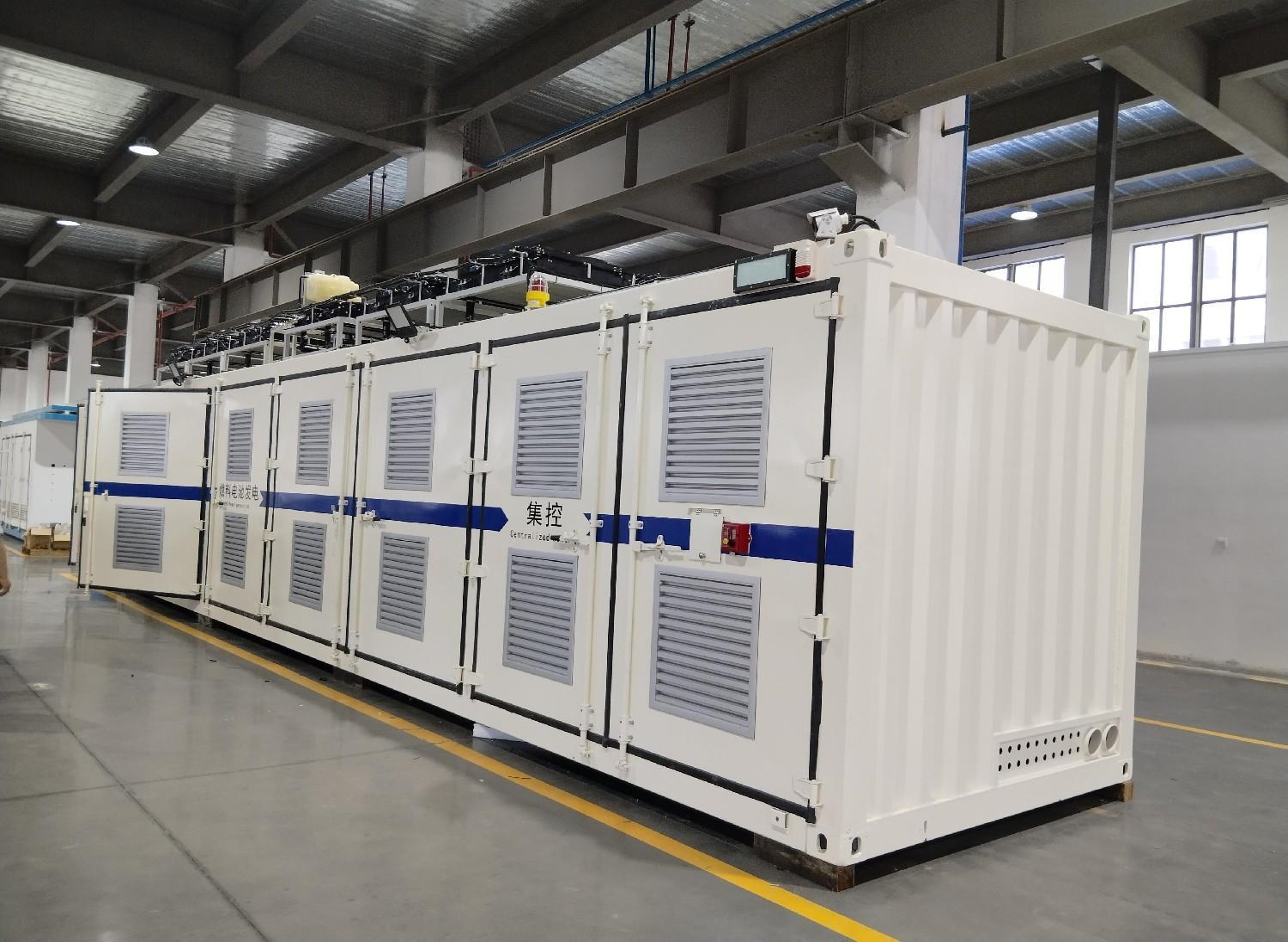 Inside a 2MW Horizon PEM fuel cell CHP plant — manifold, balance-of-plant, and fuel cell stacks
