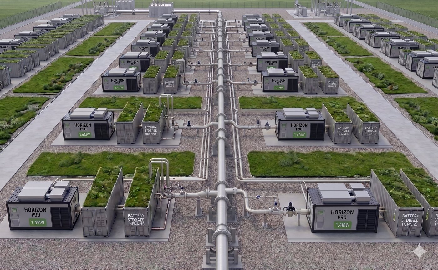 Hydrogen pipeline feeding a Horizon power generation array